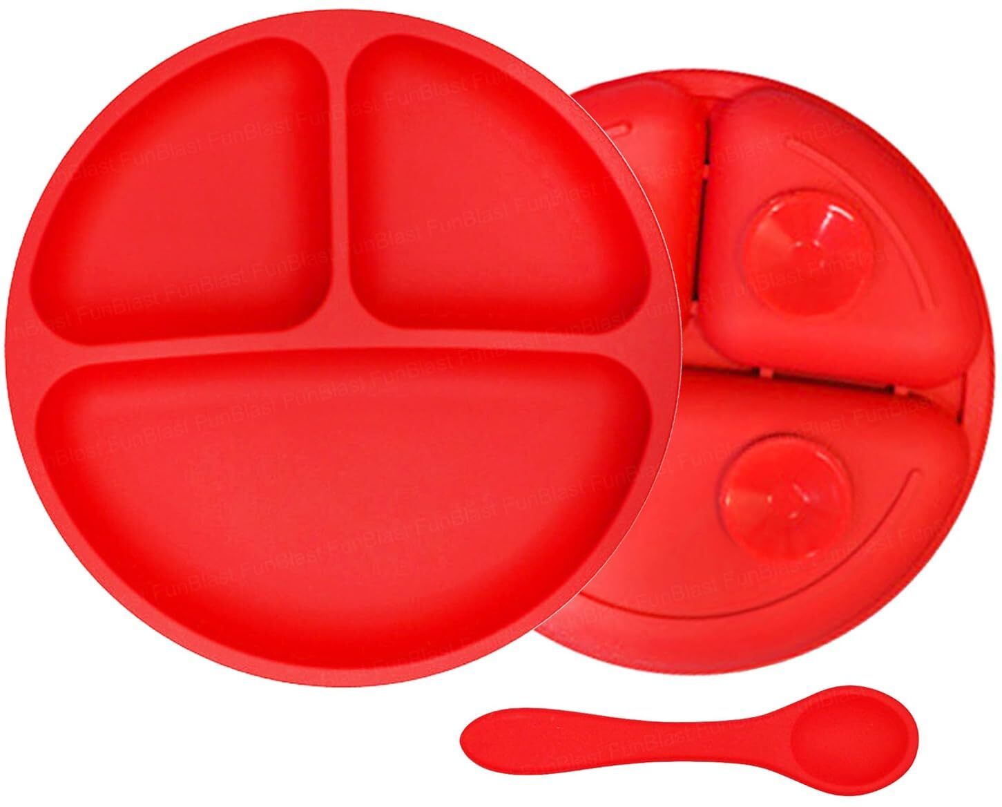 Self-Feeding Baby Dish With Suction Cups Toddler Plates, Microwave | Oven Safe - Silicone