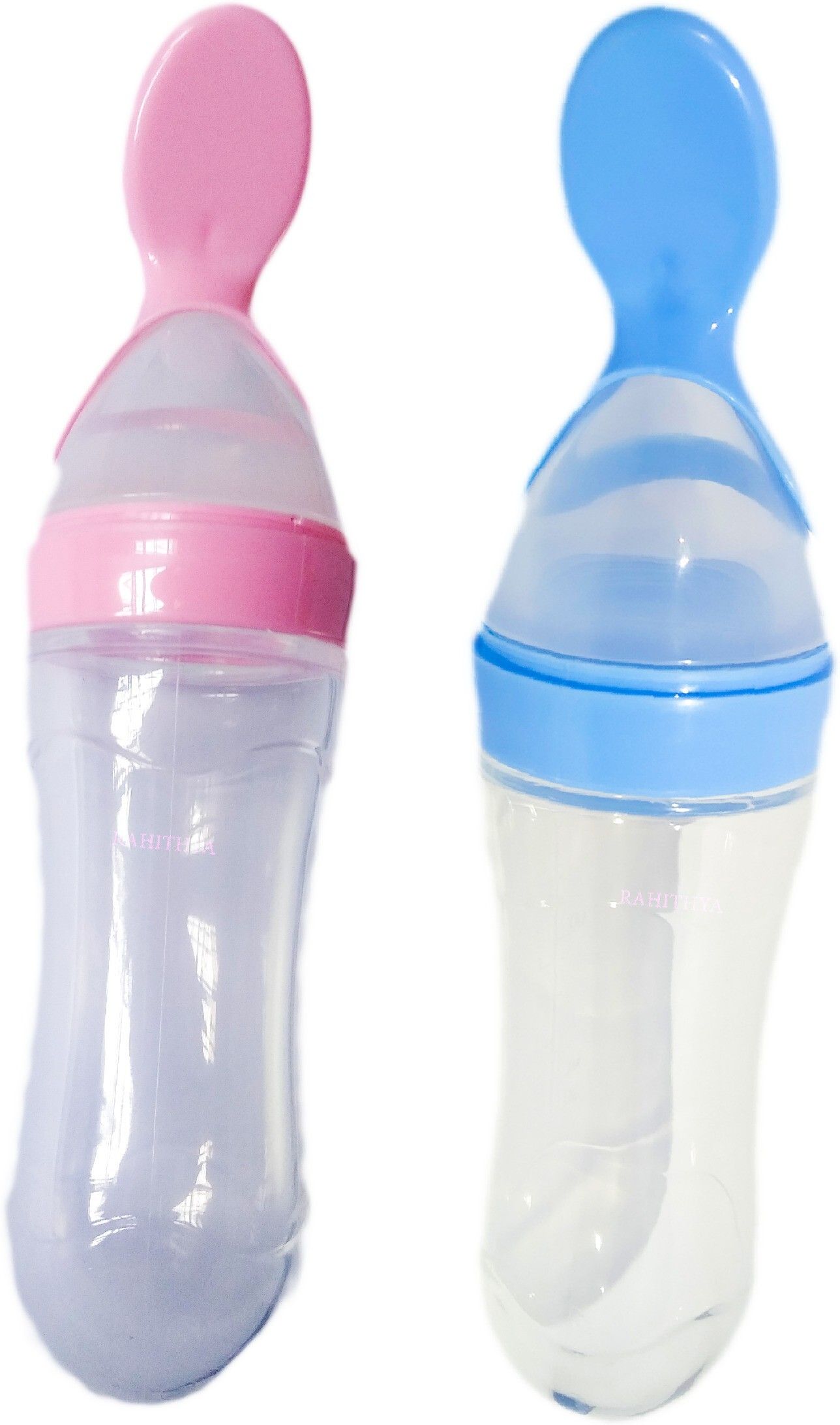 Squeeze Silicone Semi Liquid Food Feeding Spoon with Bottle for baby 90 ML- Food Grade Silicone Bottle, Edgeless Plastic Spoon (BPA Free)-image-41