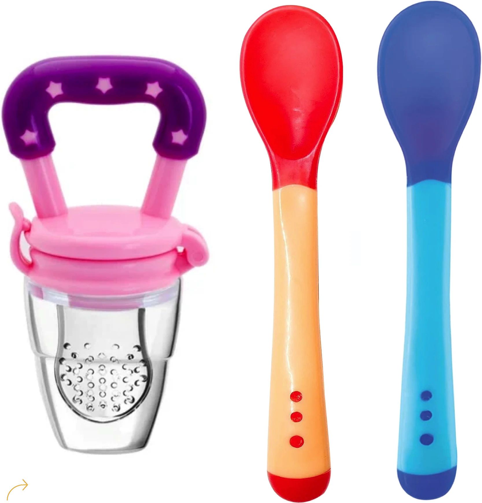 Fruit Feeder & Spoon Set for 6 Months+ Babies - Plastic-image-30