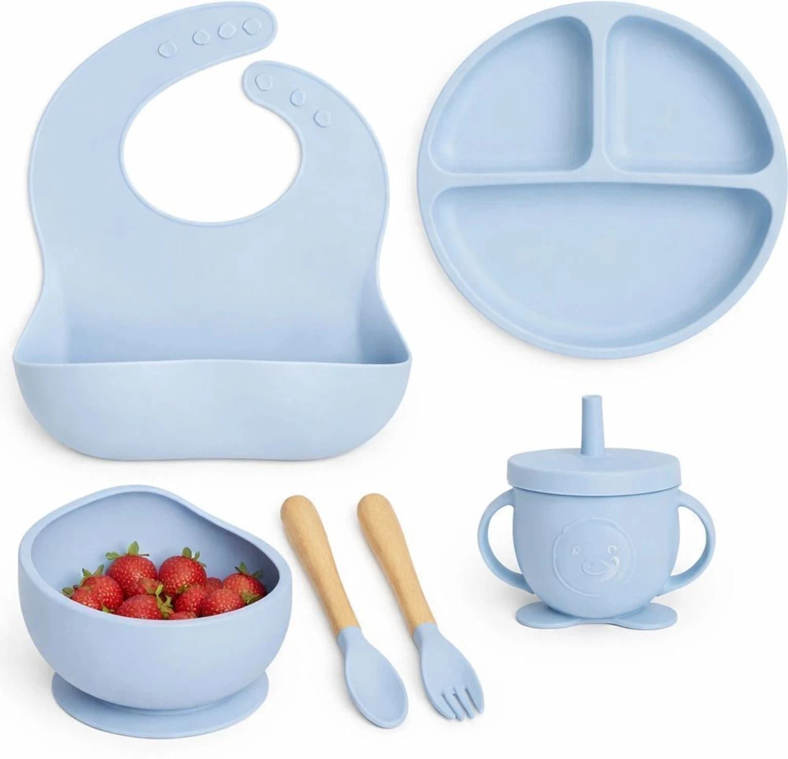 shreeoxa BPA Free Silicone Baby Feeding Set with Suction Plate, Bowl, Bib & Sippy Cup - Food Grade Silicone-picture-46