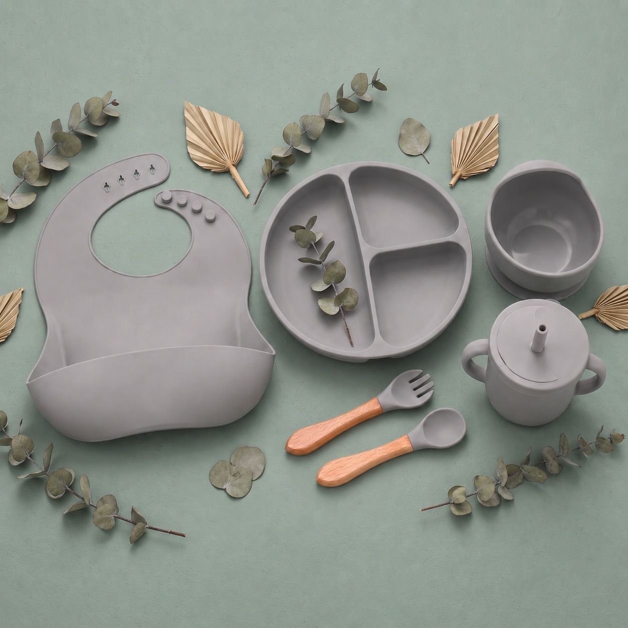 Premium Silicone Baby Feeding Bowl Spoon Set - Silicone-image-27