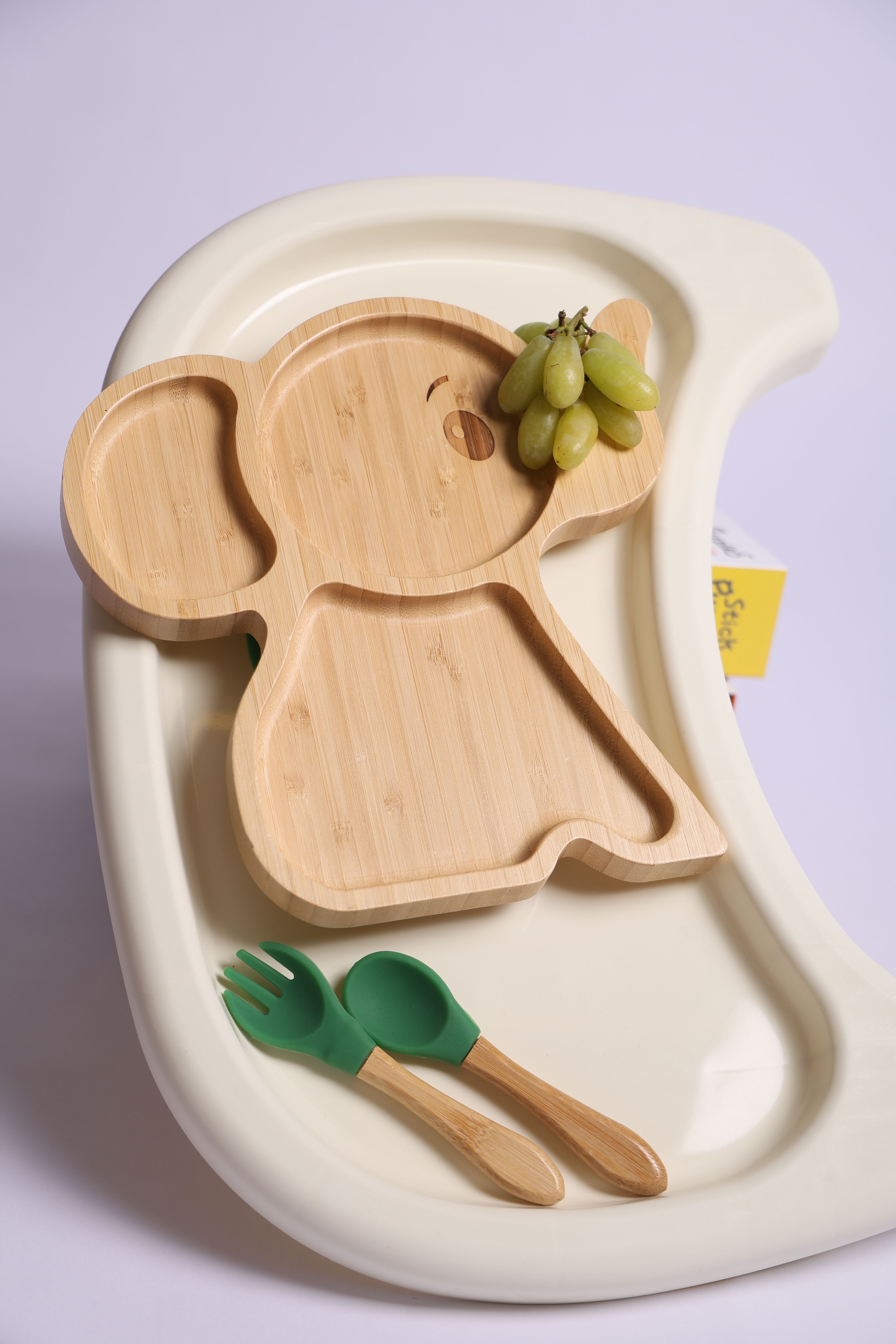 Koala Bamboo Feeding Plate - Natural Bamboo Wood, Food Grade Silicone-image-48