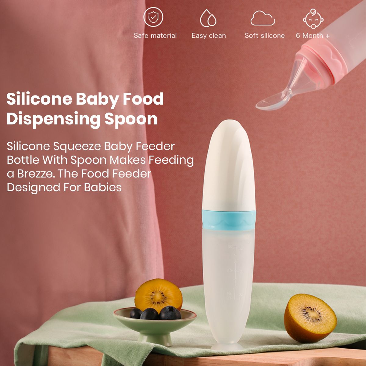 Premium First Squeeze Feeding Spoon Baby - Non Toxic, BPA Free Silicone - Non Toxic, BPA Free, Silicone Matterial-image-12