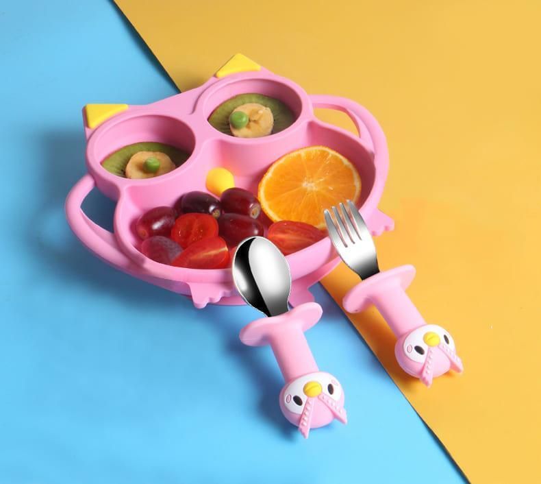Baby Plates for Toddlers Silicone Plates /Kids BPA Free Plates with Set of Spoon- Silicone-image-14