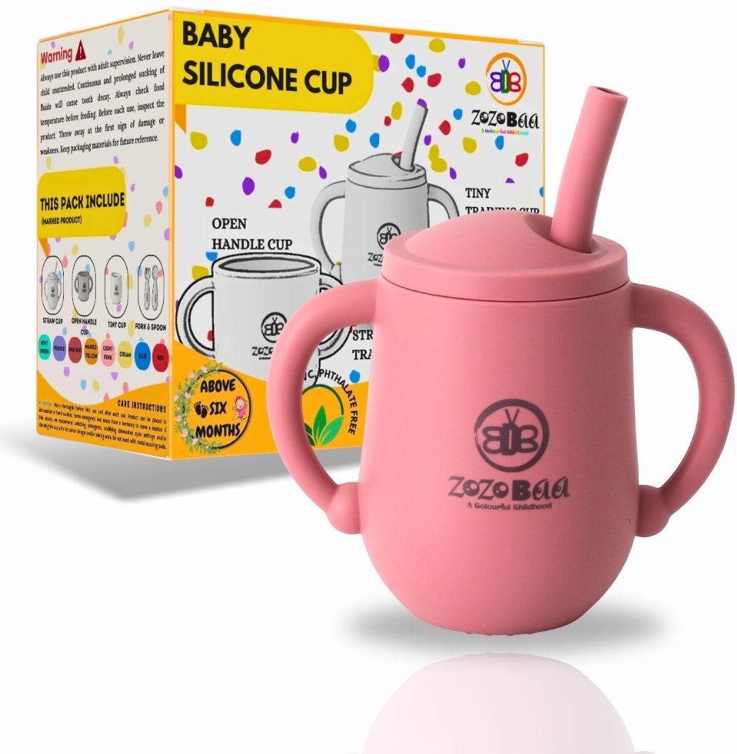 zozobaa Silicone Baby Sippy Straw Cup with Easy Grip Handles for Training Toddlers- 100 % Silicone - Food Grade-picture-12