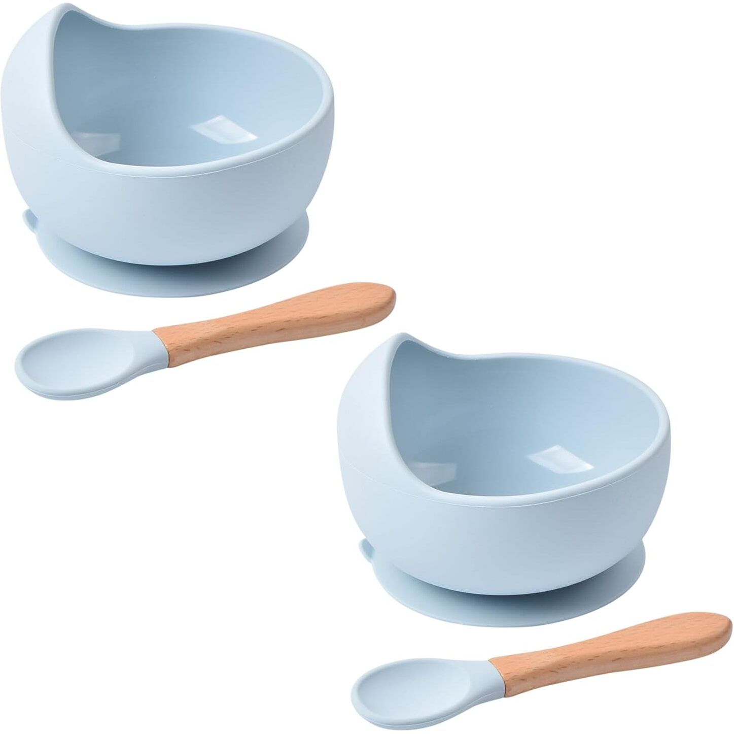 Silicone Suction Bowl with Wooden Spoon Set for Baby - silicone-image-5