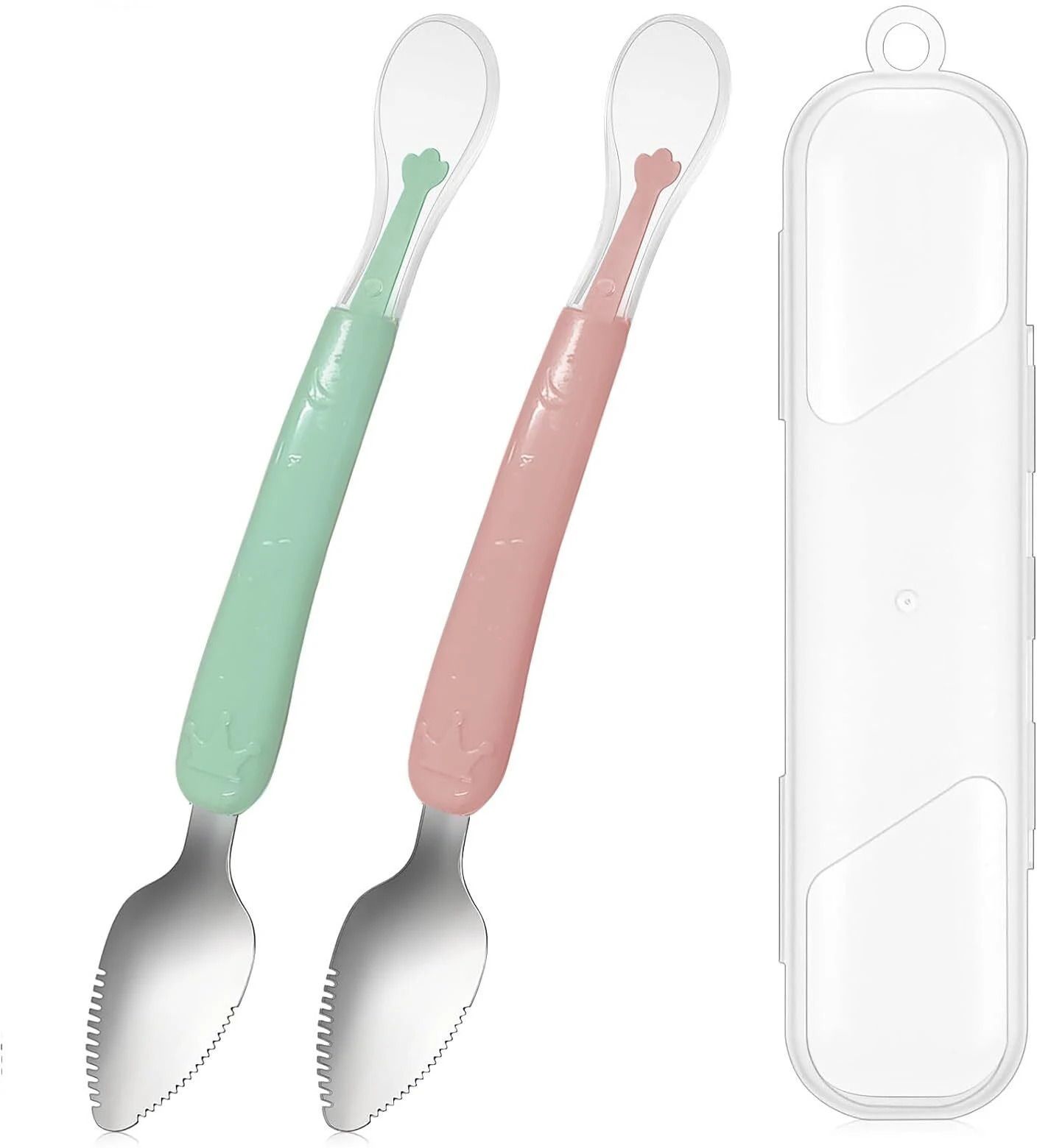 tony stark 2 in 1 Double Side Head Silicone Fruit Scrapping, Feeding Spoon for Baby&Toddler- Silicone, Steel-picture-26