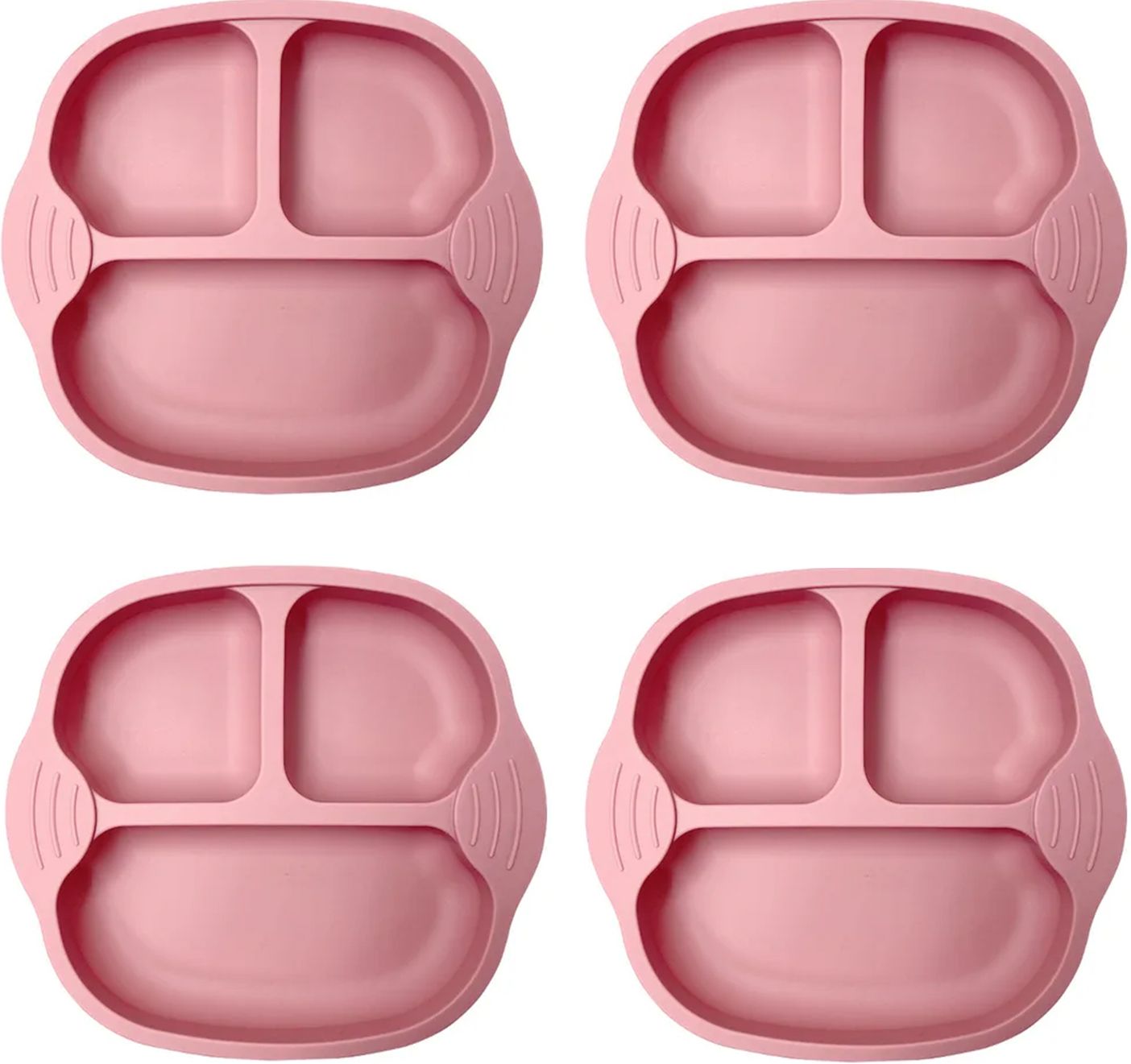 yelona Set of 4 Self-Feeding Baby Dish With Suction Cups,Toddler Plates, Microwave Safe- Silicone-picture-3