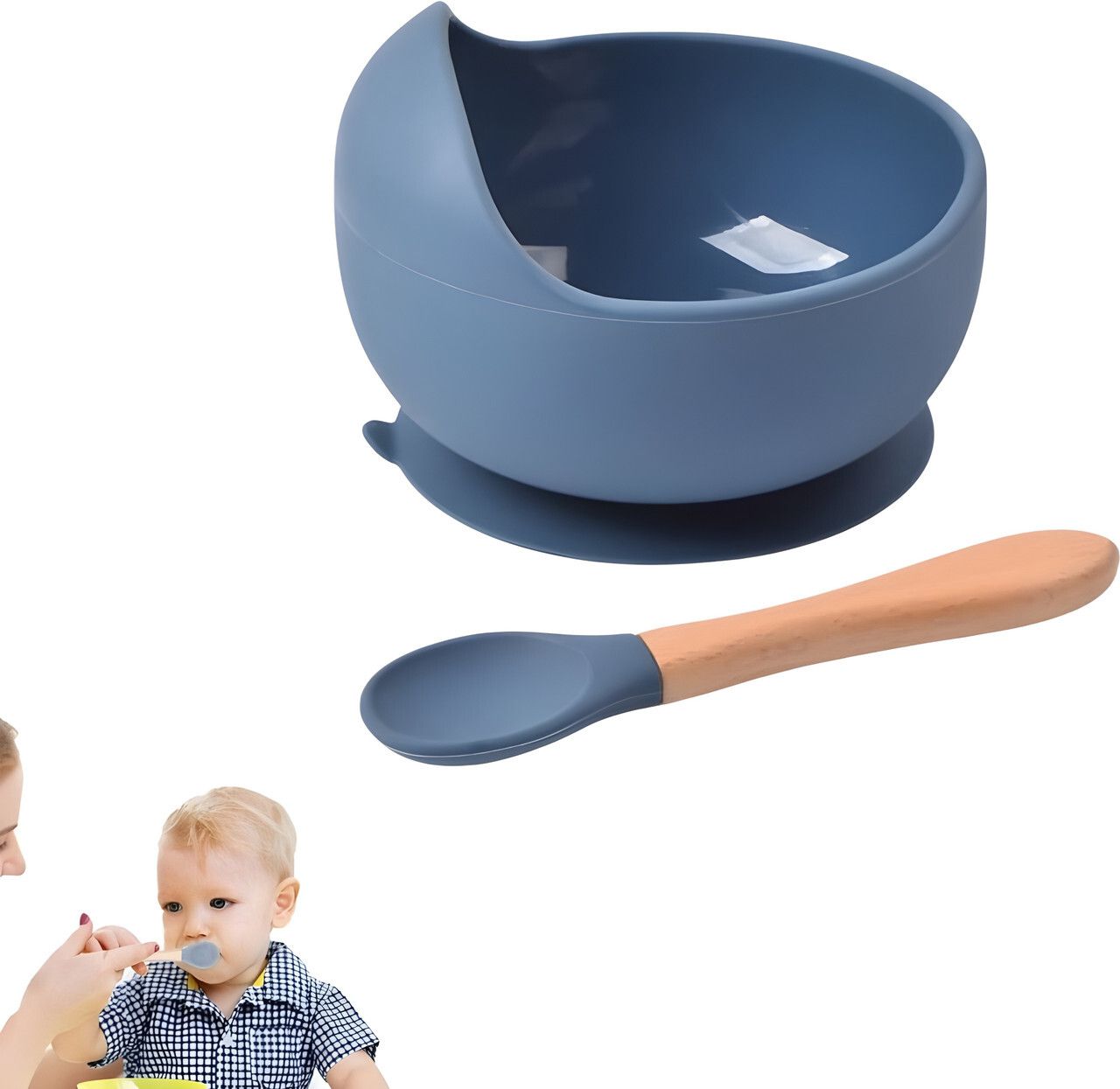 housify Unbreakable Baby Feeding Bowl & Spoon Set – Suction Bowl and Wooden Spoon - silicone-picture-22