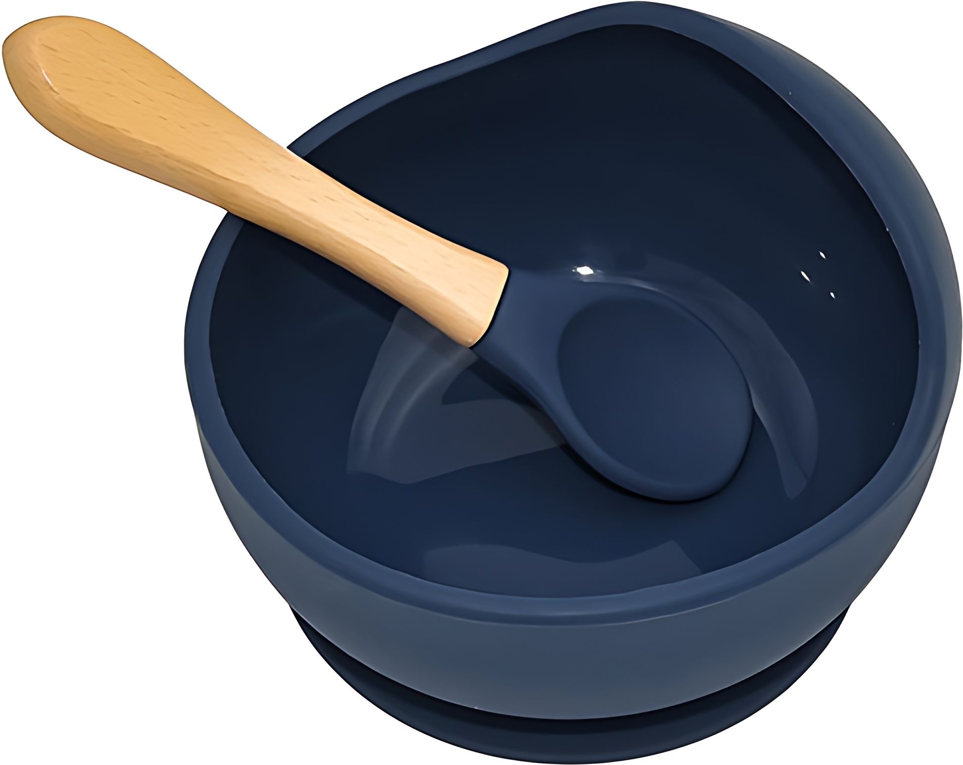 Baby Bowl With Wooden handle spoon Flexible suction base Kids Training Feeding - Food-Grade Silicone-image-26