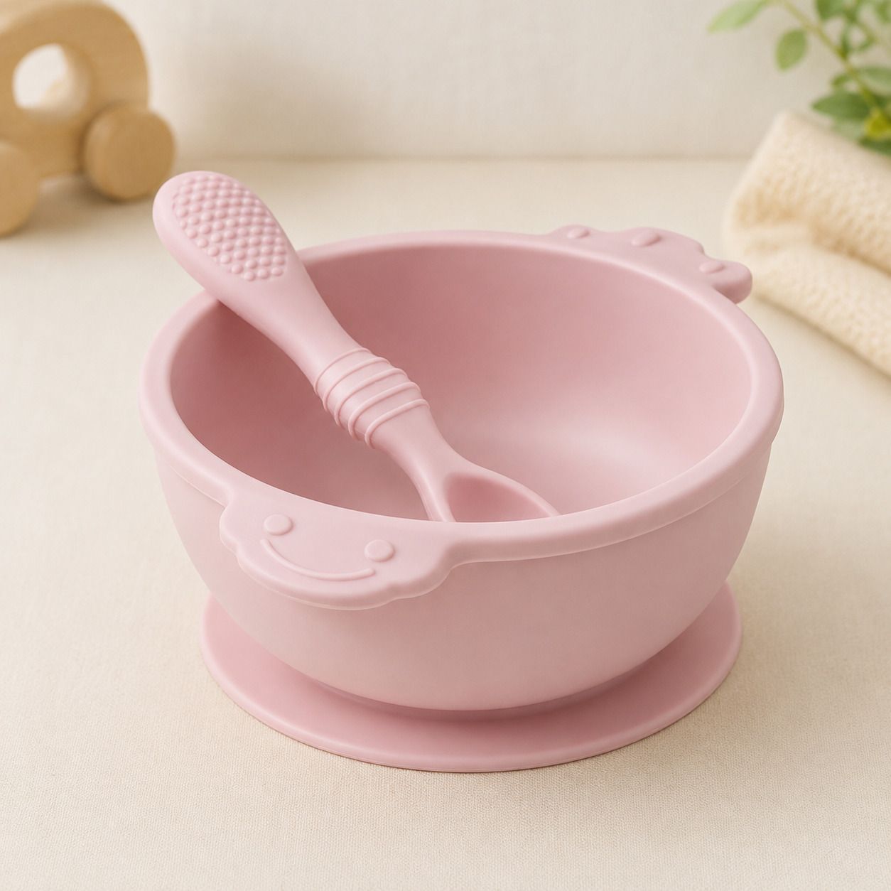 Non Spill Suction Bowl and Spoon Set (Toddler Feeding Bowl and Spoon Set - silicon-image-49