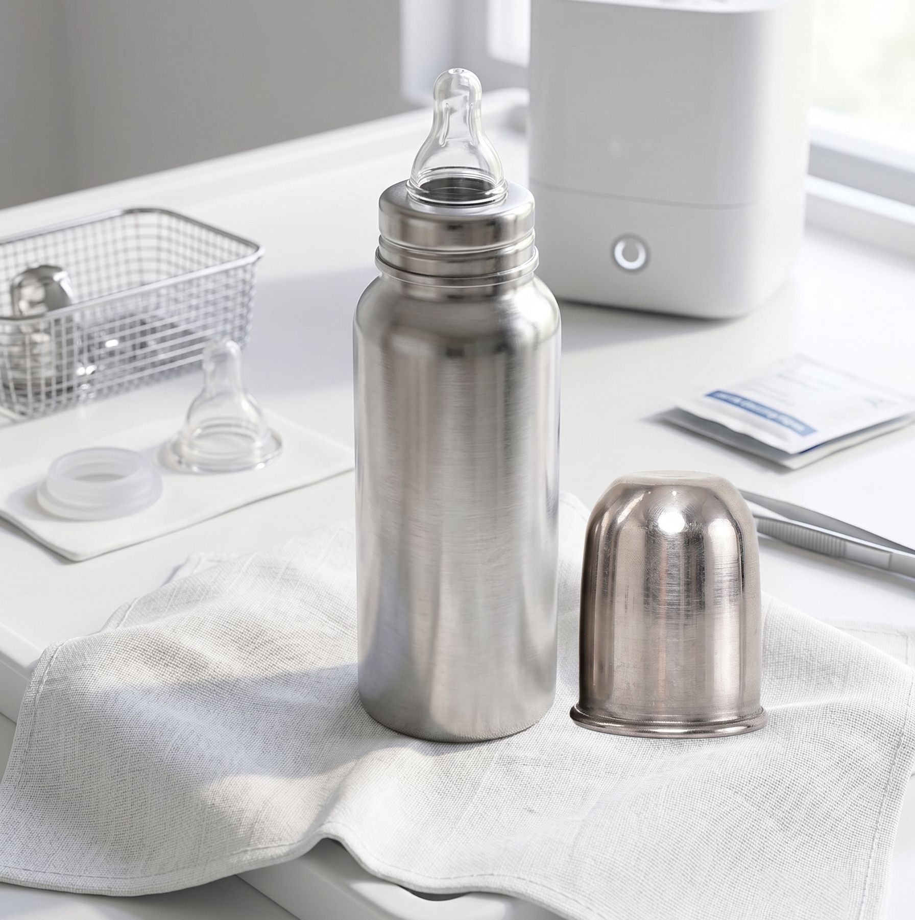 Hygienic Stainless Steel Baby Feeding Bottle 280ml Leakproof BPA Free - Premium Stainless Steel-image-39