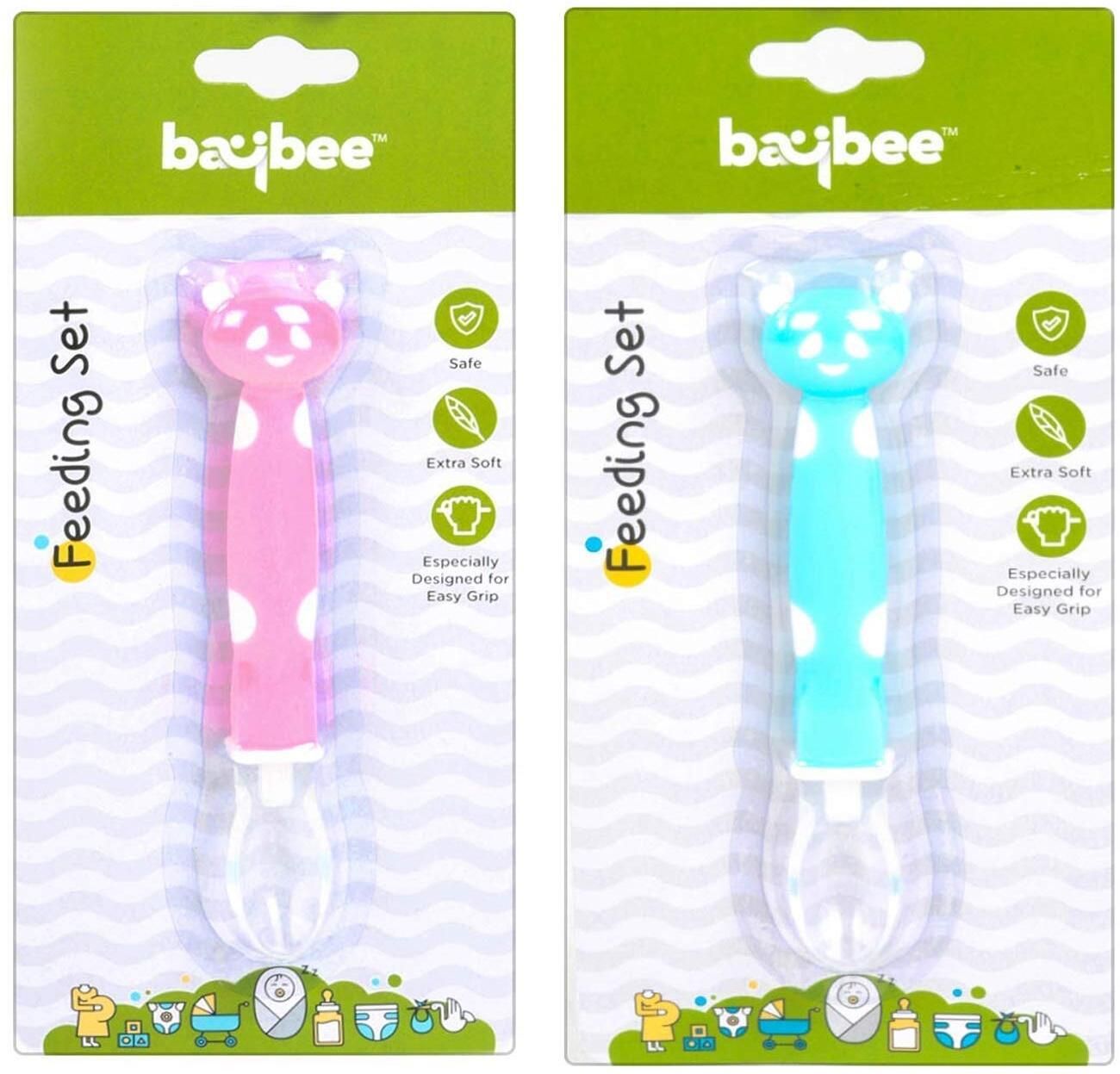 Soft 3 in 1 Baby Weaning Spoon Set for Baby Feeding, Non Toxic BPA Free silicone - SILICONE-image-40