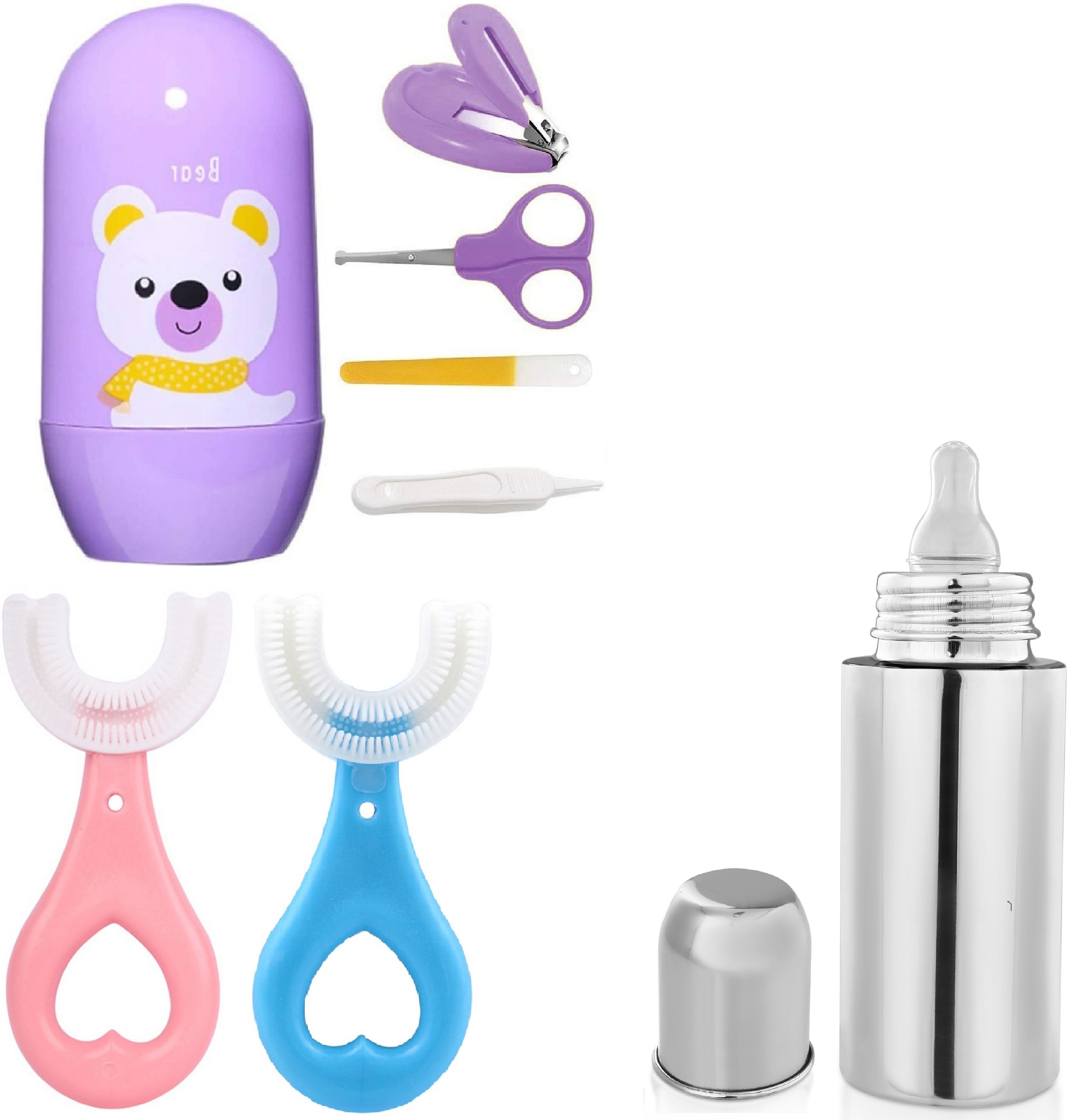 rb point Baby Feeding Bottle & Baby Nail Cutter + Toothbrush - Steel, Plastic-picture-36