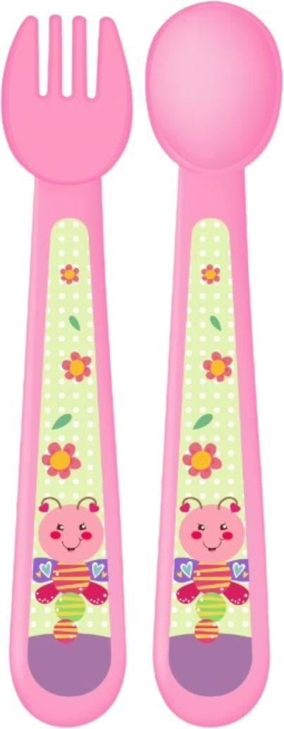 Spoozy Baby Spoon & Fork Set- Pink (Pack of 2)- Polypropylene-image-44