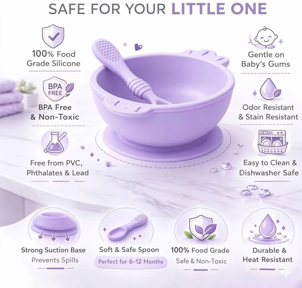 Baby Suction Feeding Bowl Set - BPA-Free Silicone-image-38