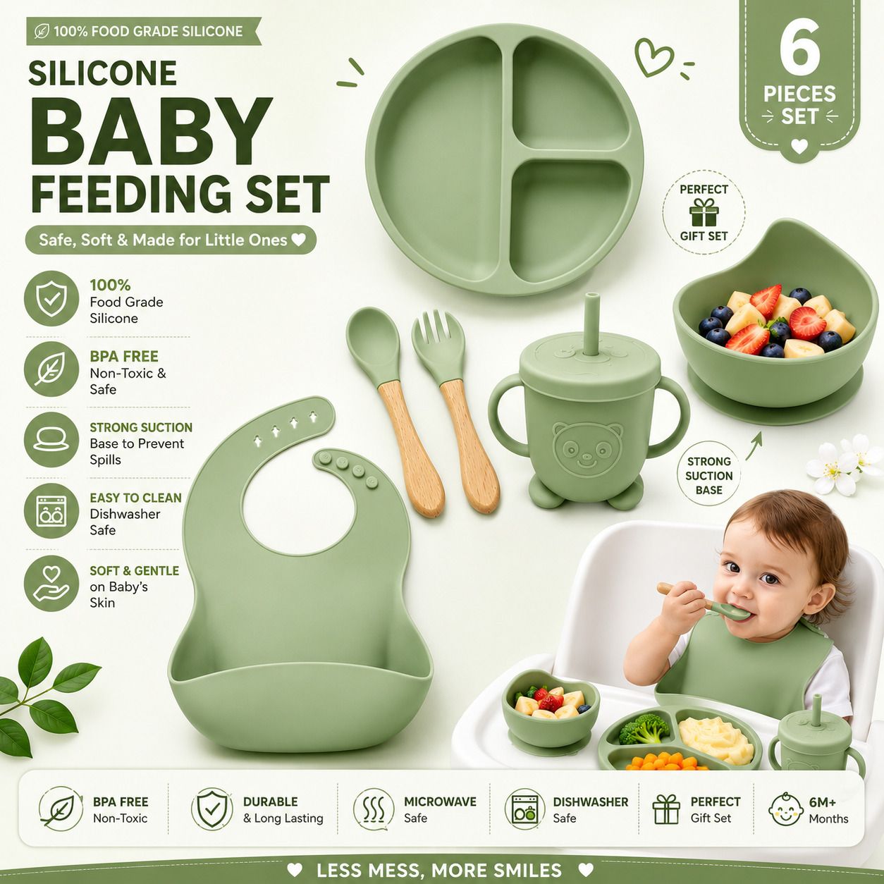 Premium Silicone Baby Feeding Set 6 Pieces for Kids & Toddlers | Purple - silicone-image-7