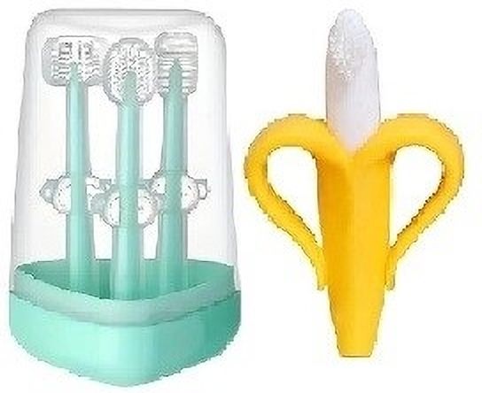 pinku enterprises Baby Toothbrush Set with Storage Case & Silicone Banana Brush for Toddlers - Silicone-picture-33