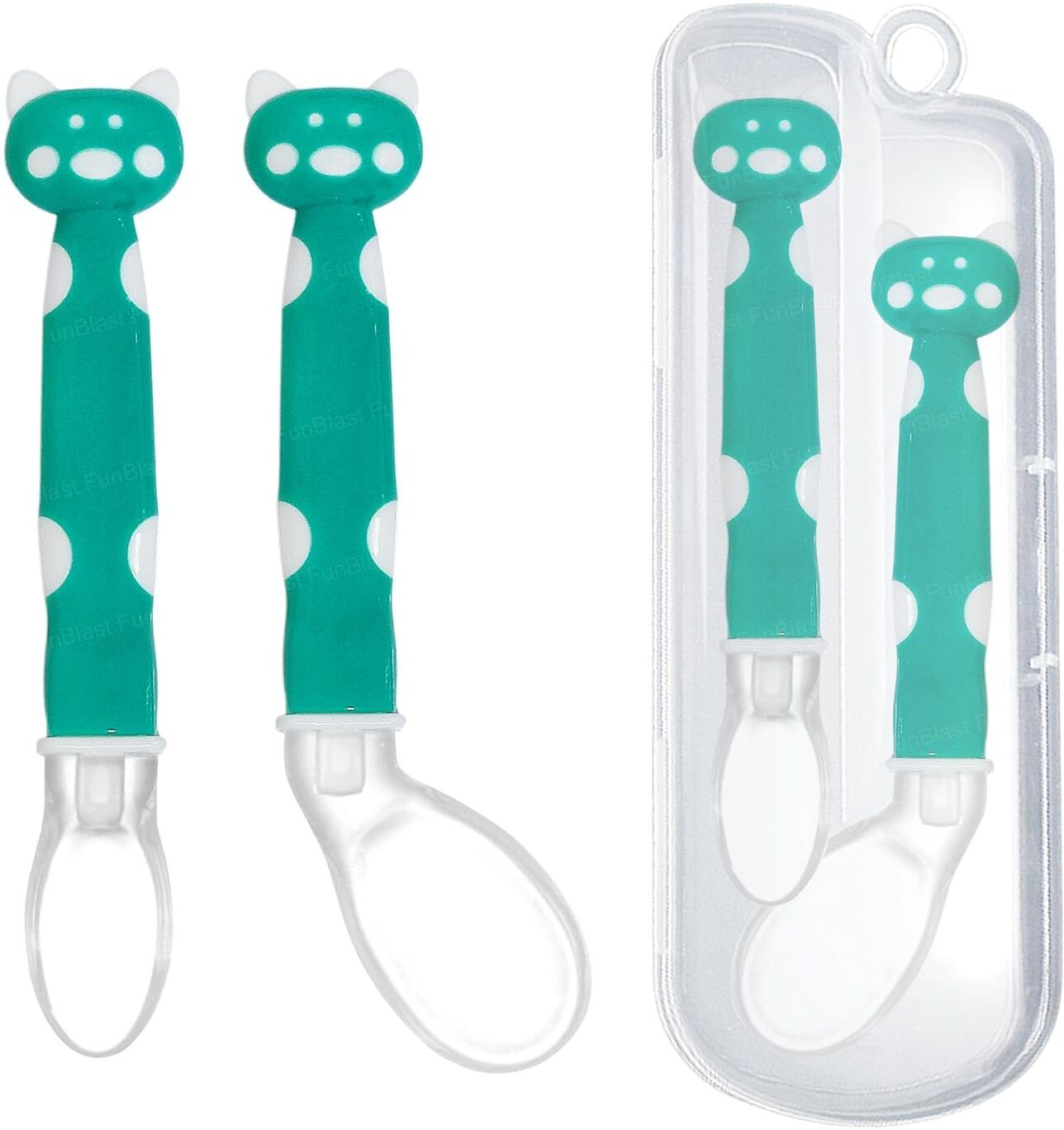 funblast Cartoon Theme Spoon Set for Baby Feeding - 2 Pcs - Silicone, Plastic-picture-34