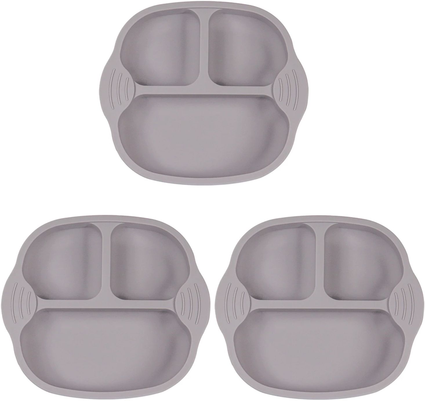 Set of 3 Self-Feeding Baby Dish With Suction Cups,Toddler Plates, Microwave Safe- Silicone-image-32