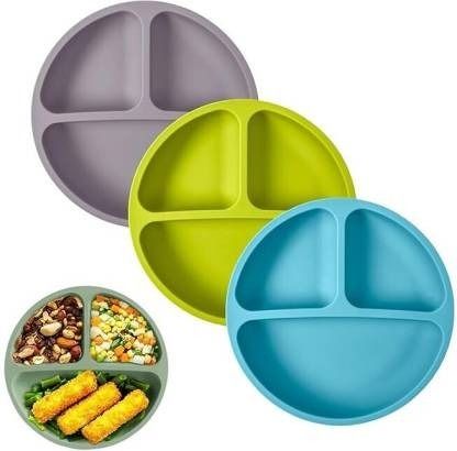 Baby Suction Plates for Baby & Toddler Silicone Plates for Babies Self Feeding- Silicone