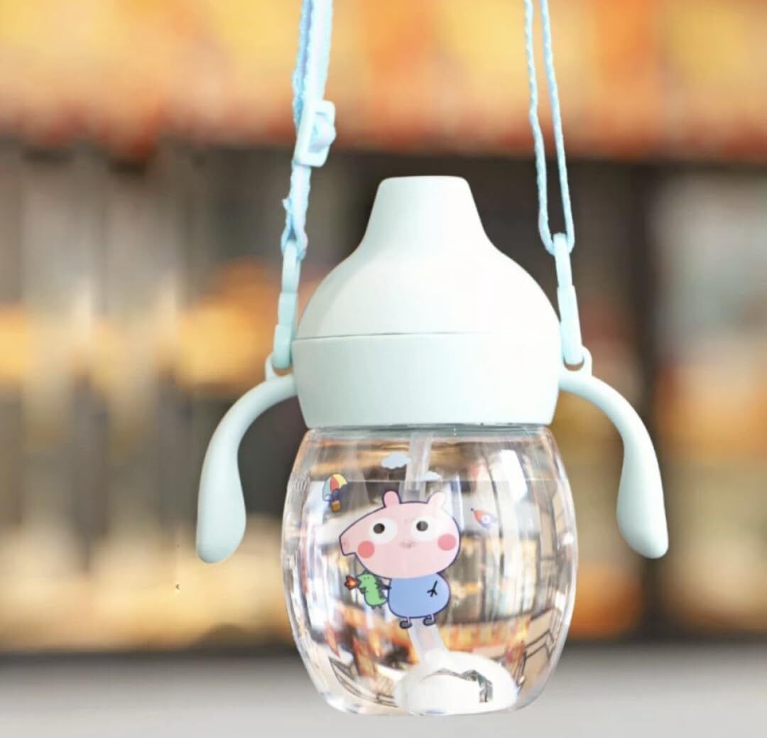 Baby Sipper/Sippy Cup 340ml, Anti-Spill Design |Soft Silicone Spout & Straw, 6m+- Silicon