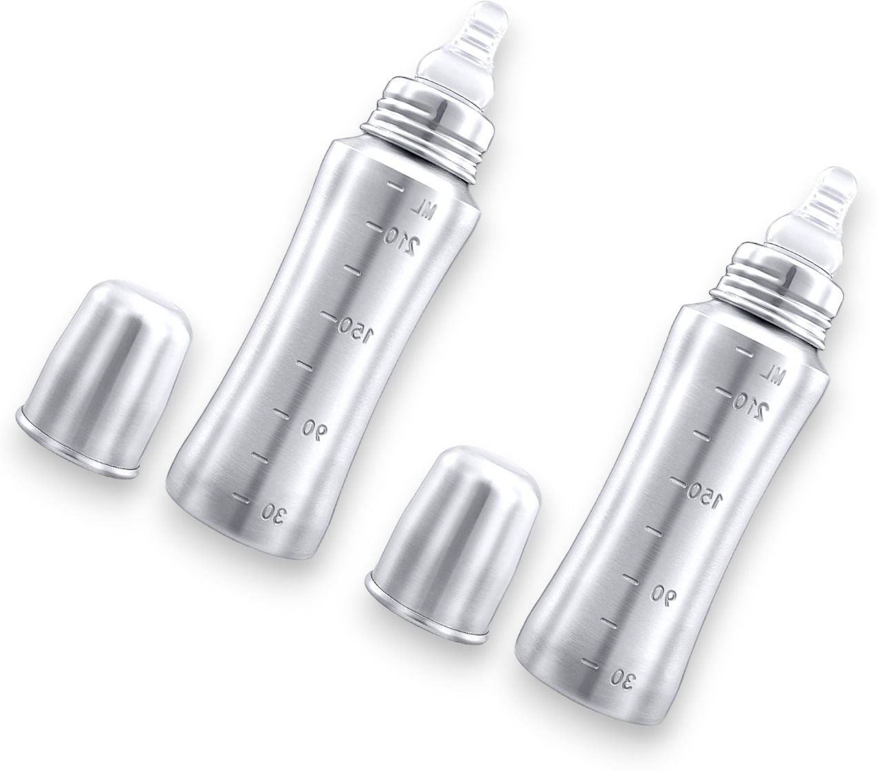 rb point Stainless Steel Baby Feeding Bottle with Stainless Steel Cap, Mirror Finish - Food Grade Plastic, Silicone-picture-26