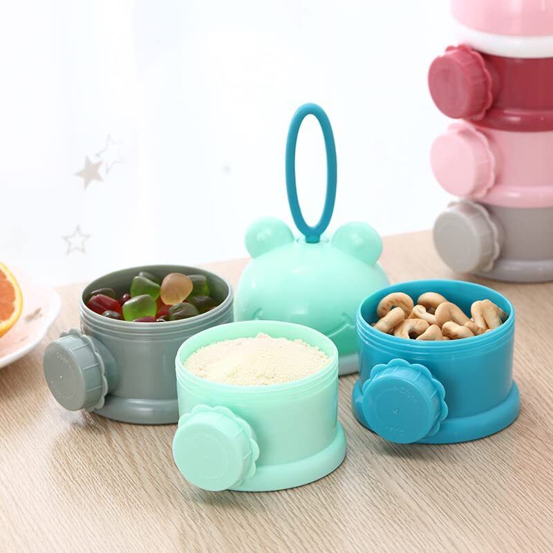 3 Layer Cute Bear Portable Baby Food Milk Powder Storage Box Bottle (Multicolor) - Plastic-image-23