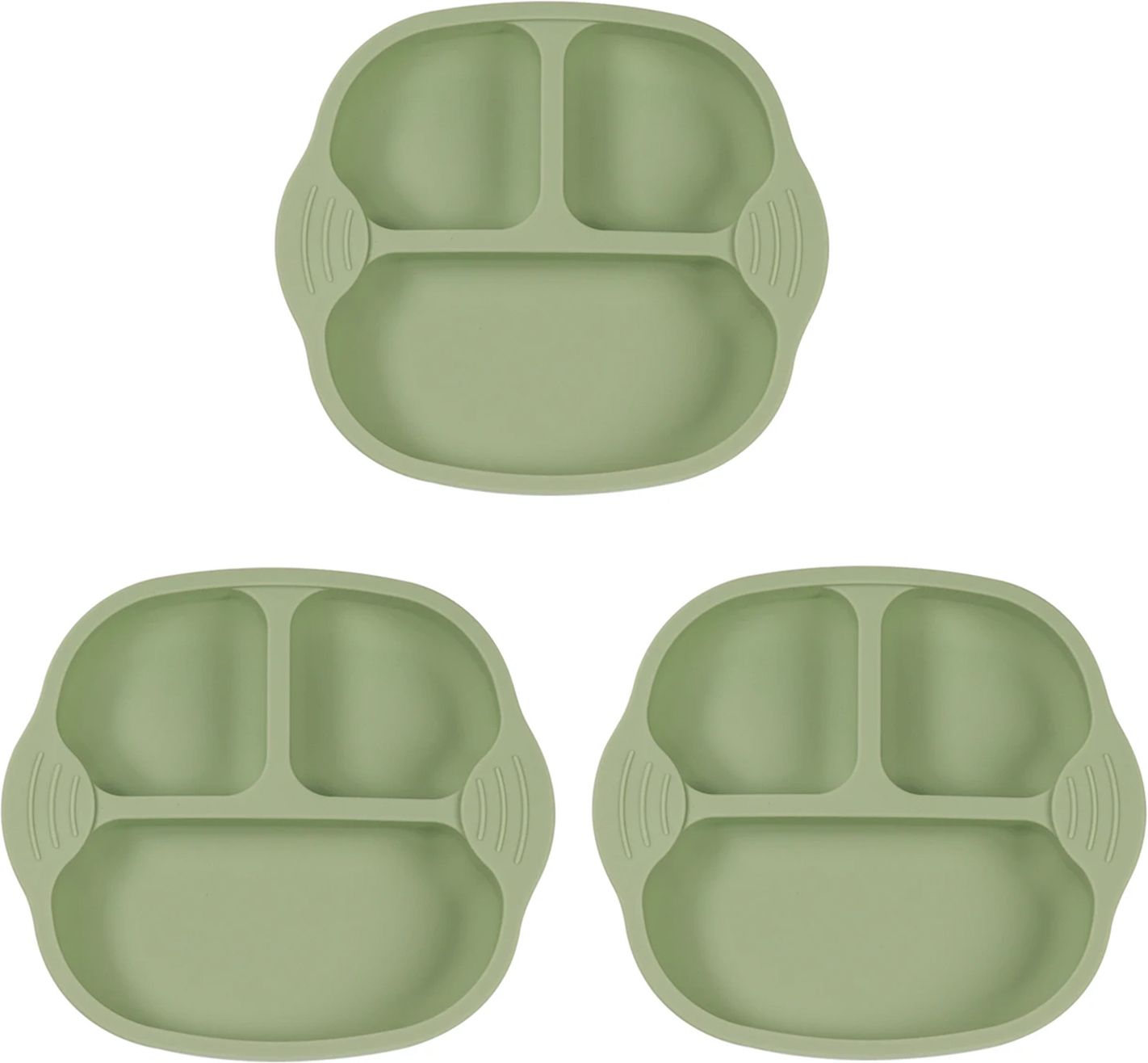yelona Set of 3 Self-Feeding Baby Dish With Suction Cups,Toddler Plates, Microwave Safe- Silicone-picture-8
