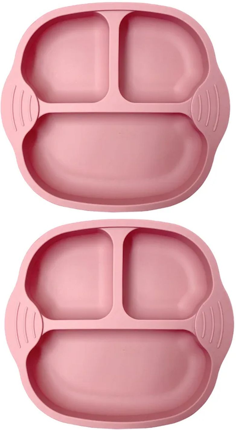 Set of 2 Self-Feeding Baby Dish With Suction Cups,Toddler Plates, Microwave Safe- Silicone-image-24