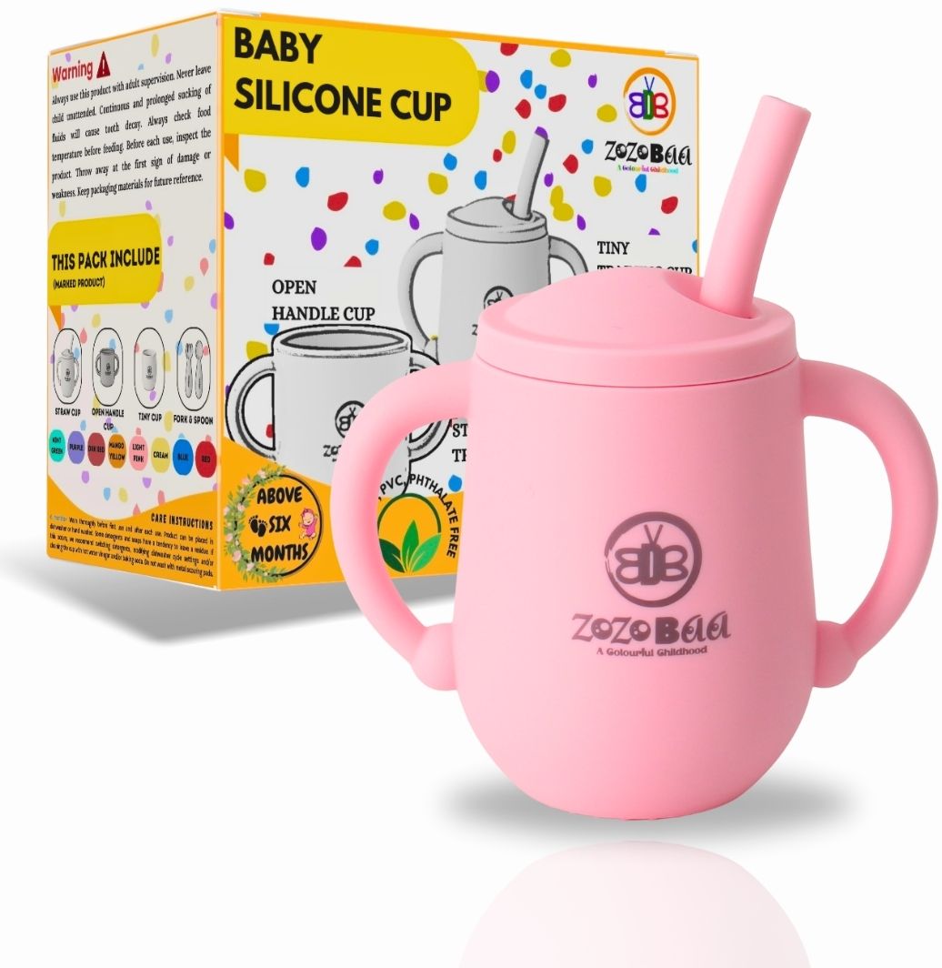 zozobaa Silicone Baby Sippy Straw Cup with Easy Grip Handles for Training Toddlers- 100 % Silicone - Food Grade-picture-44