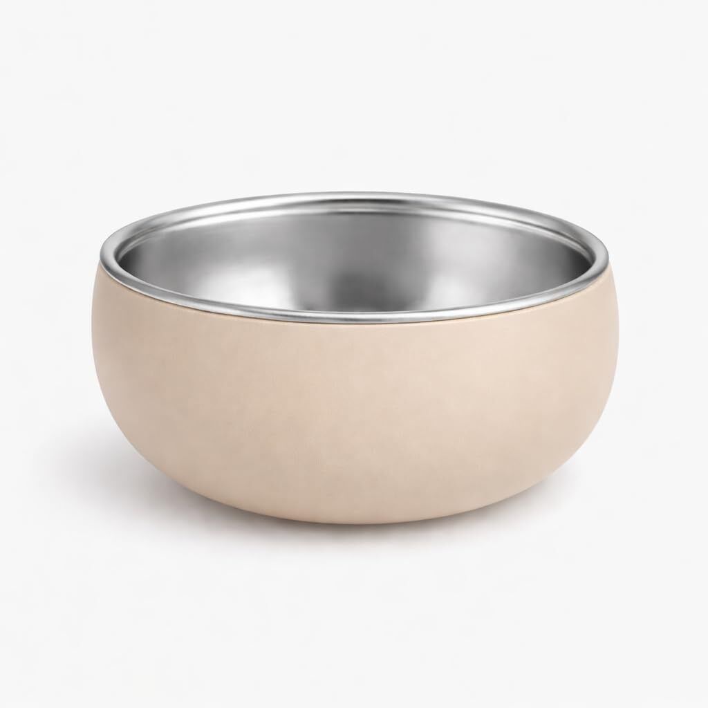 popqeen Stainless Steel Baby Feeding Bowl with Silicone Grip BPA Free Beige - Silicone, Stainless Steel-picture-19