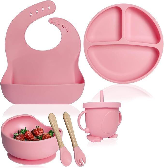 cozyzoro 6 Pcs Baby Silicon Cat Shape Feeding Set - Plastic-picture-9