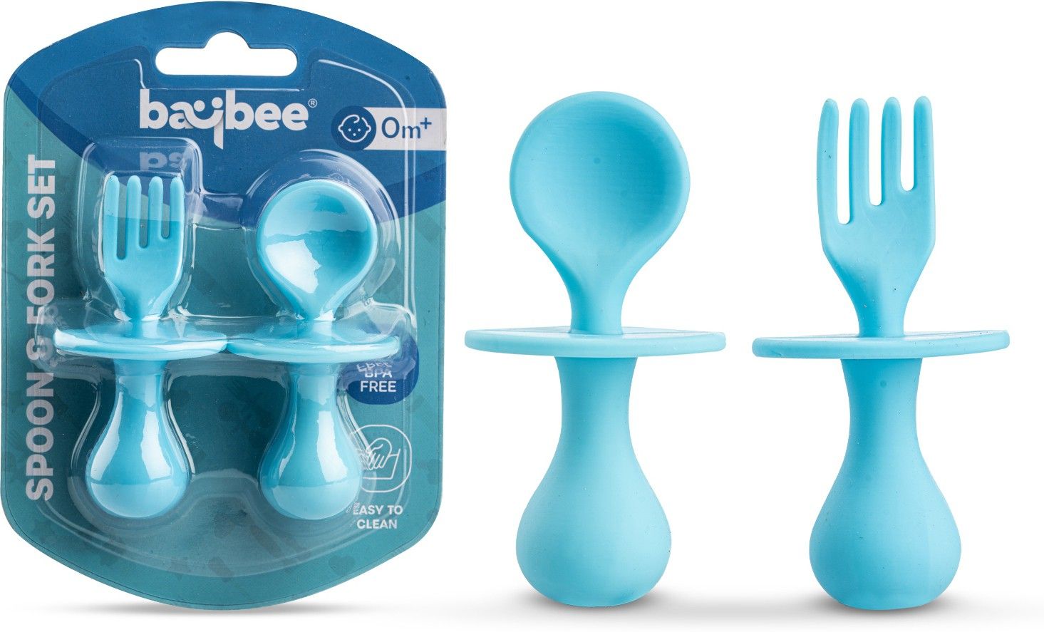 baybee Silicone Baby Spoon Set for Baby Feeding Non Toxic BPA Free Feeding Spoon & Fork - BPA free silicone-picture-35