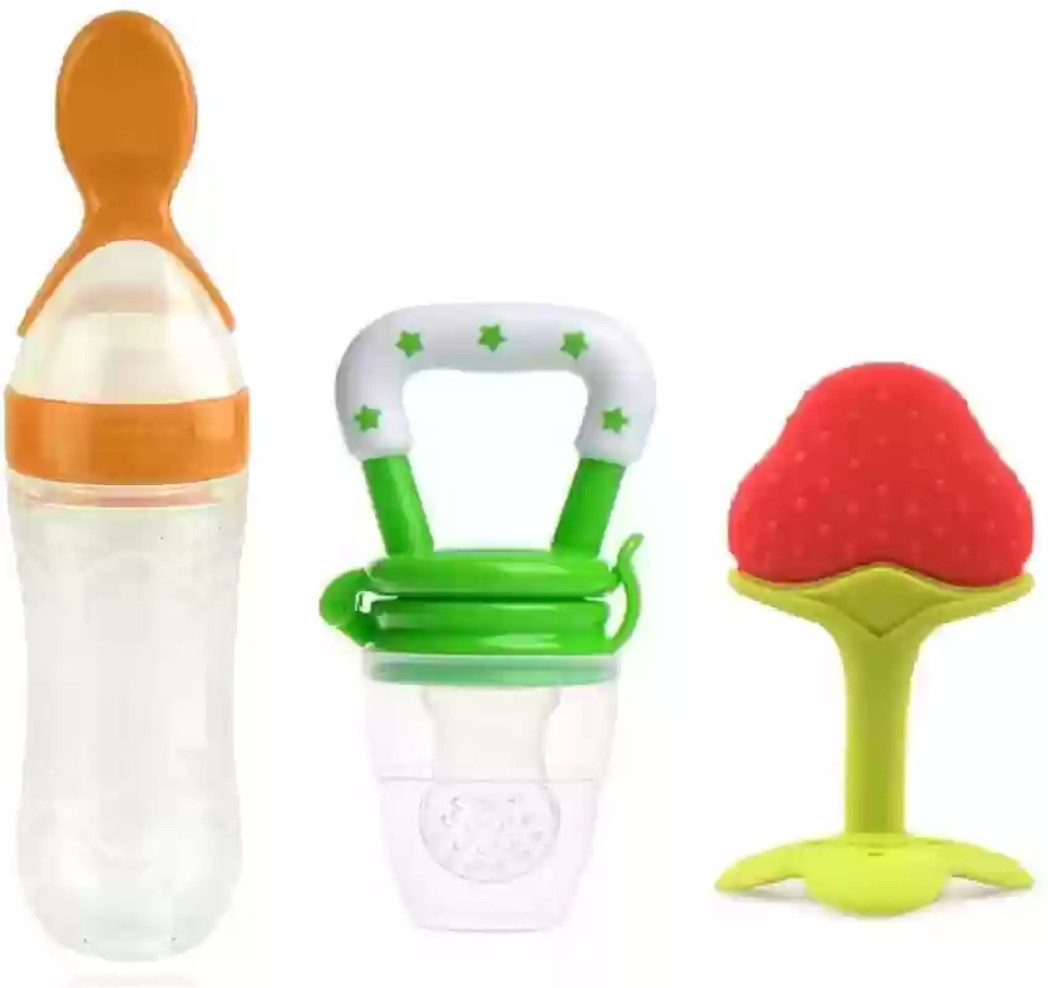 fusion fly Baby fruit nibbler with fruit teether & spoon feeding bottle for feeding- plastic image 1