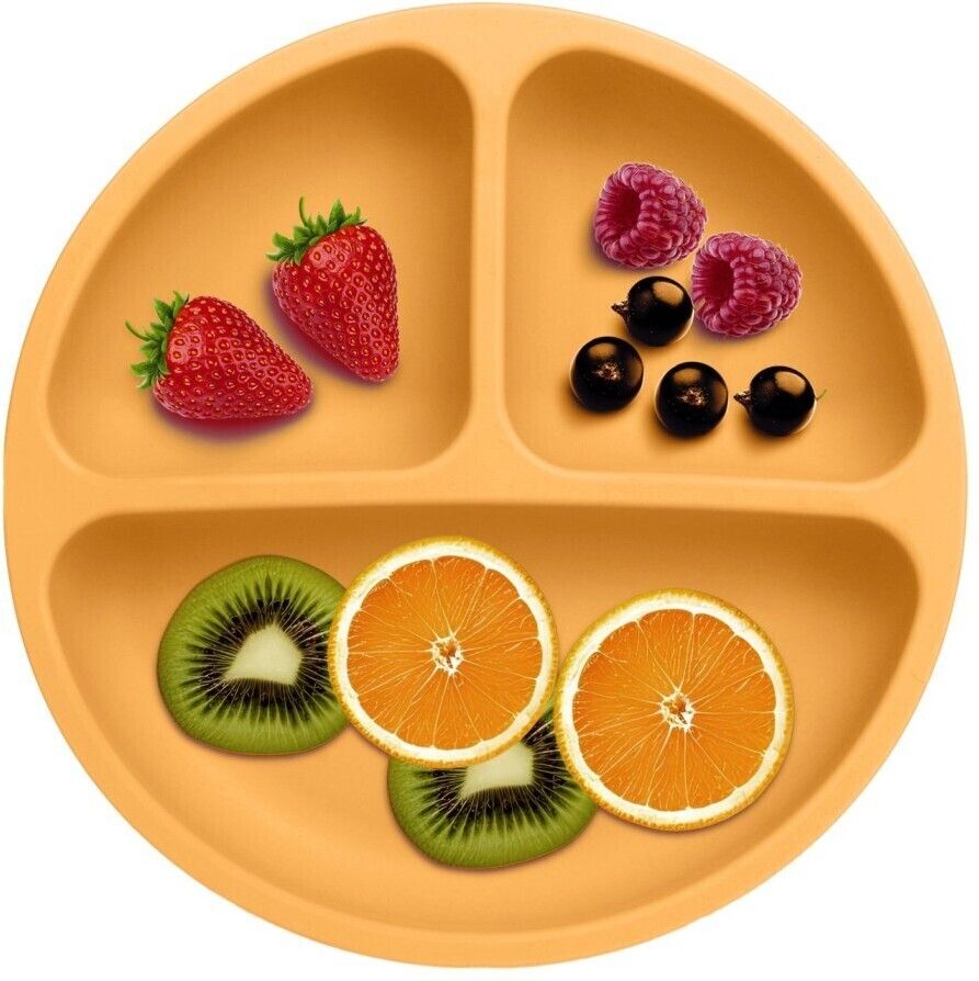 PEE_4P_YLW- Silicone Baby Feeding 4-Suction Plate