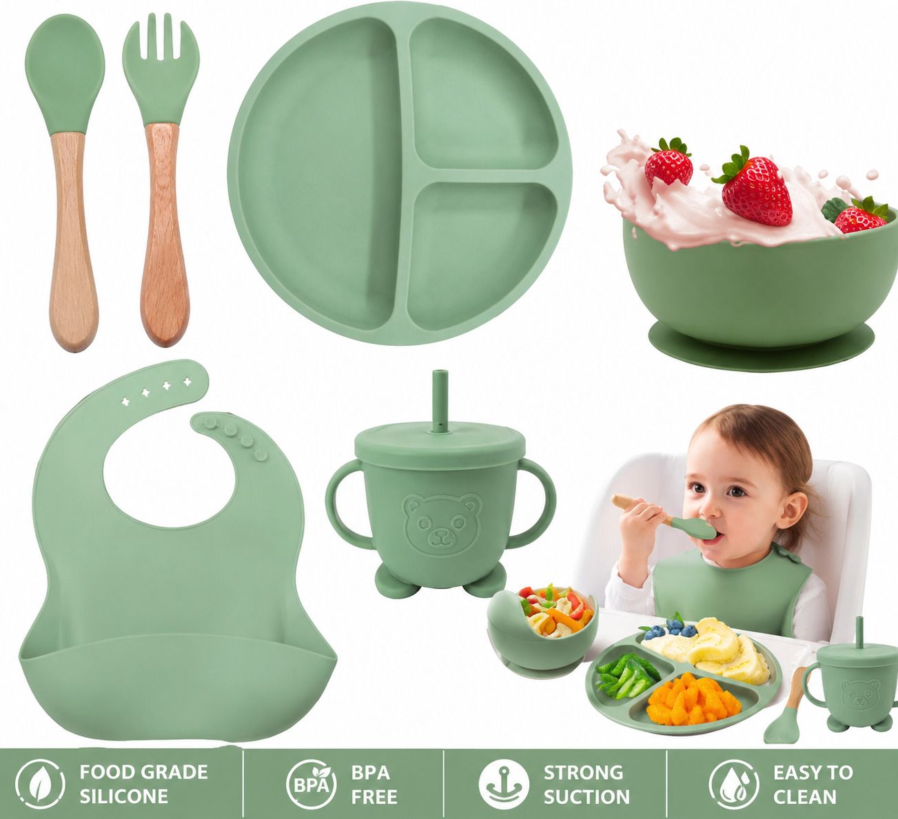 Baby Silicone Feeding Set for Toddlers - Silicone-image-28