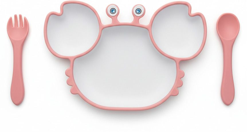 Cute Crab Silicone Suction Plate for Babies &Toddlers Food Grade Silicone Set - Silicon-image-7