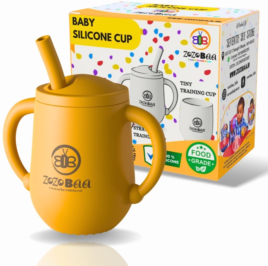 zozobaa Silicone Baby Sippy Straw Cup with Easy Grip Handles for Training Toddlers- 100 % Silicone - Food Grade-picture-42