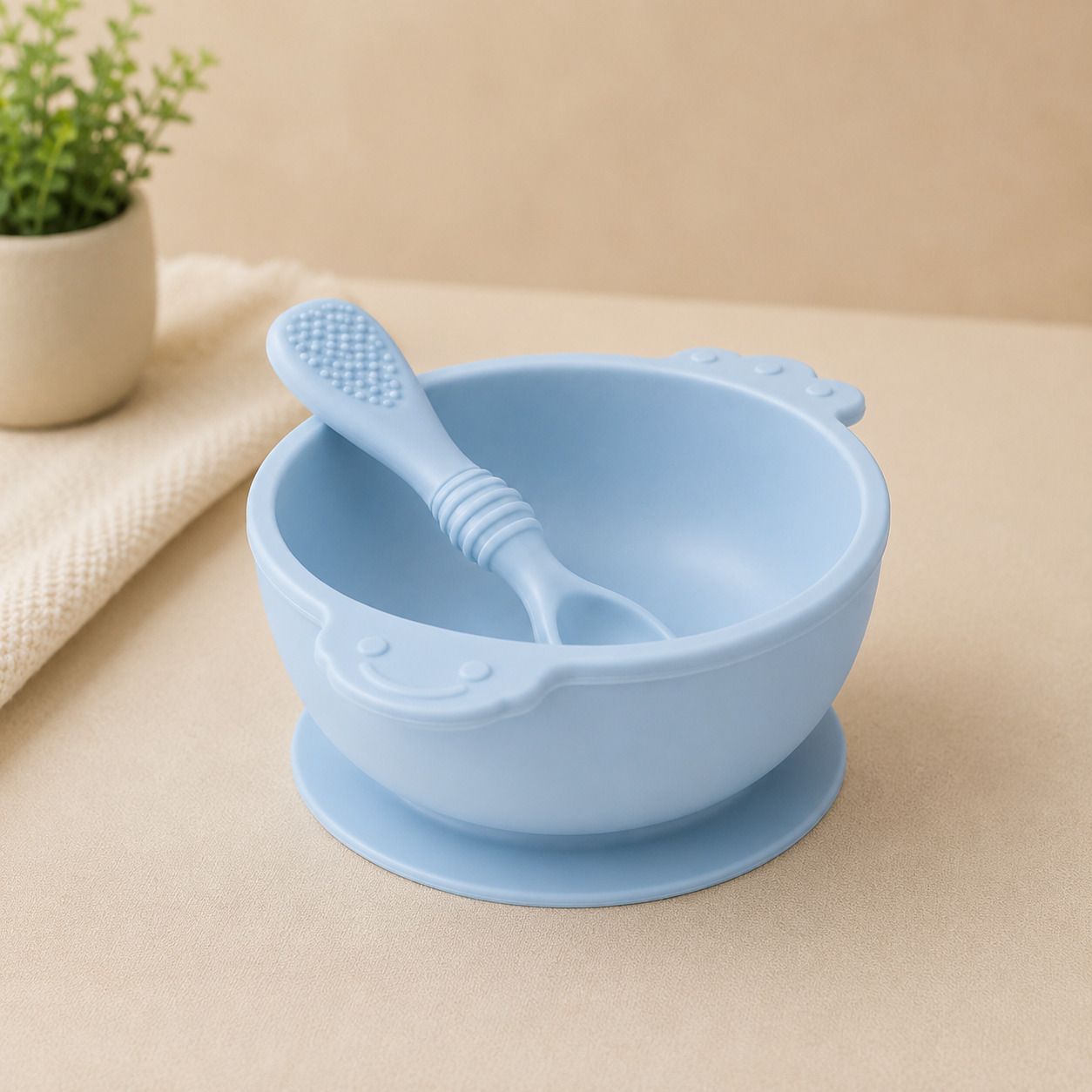 Non Spill Suction Bowl and Spoon Set (Toddler Feeding Bowl and Spoon Set - silicon-image-46