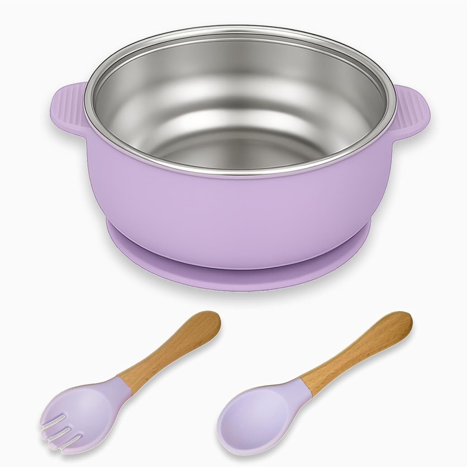 Silicone Baby Spoons and Forks With Suction Baby Bowls for Baby Food Feeding - Silicone-image-13