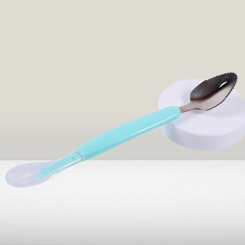 Double Side Head 2 in 1 Silicone Spoon, Stainless Steel Fruit Scraper for Baby- Plastic-image-31