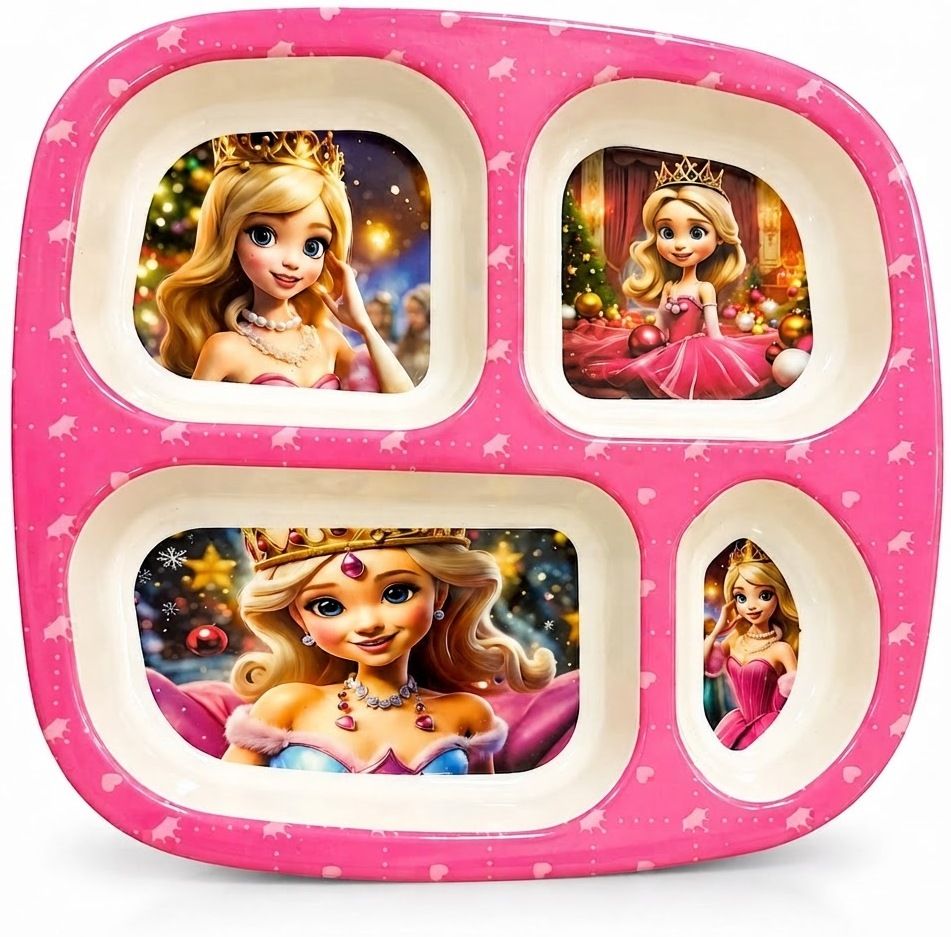 kids 4 compartment plates - Melamine-image-42