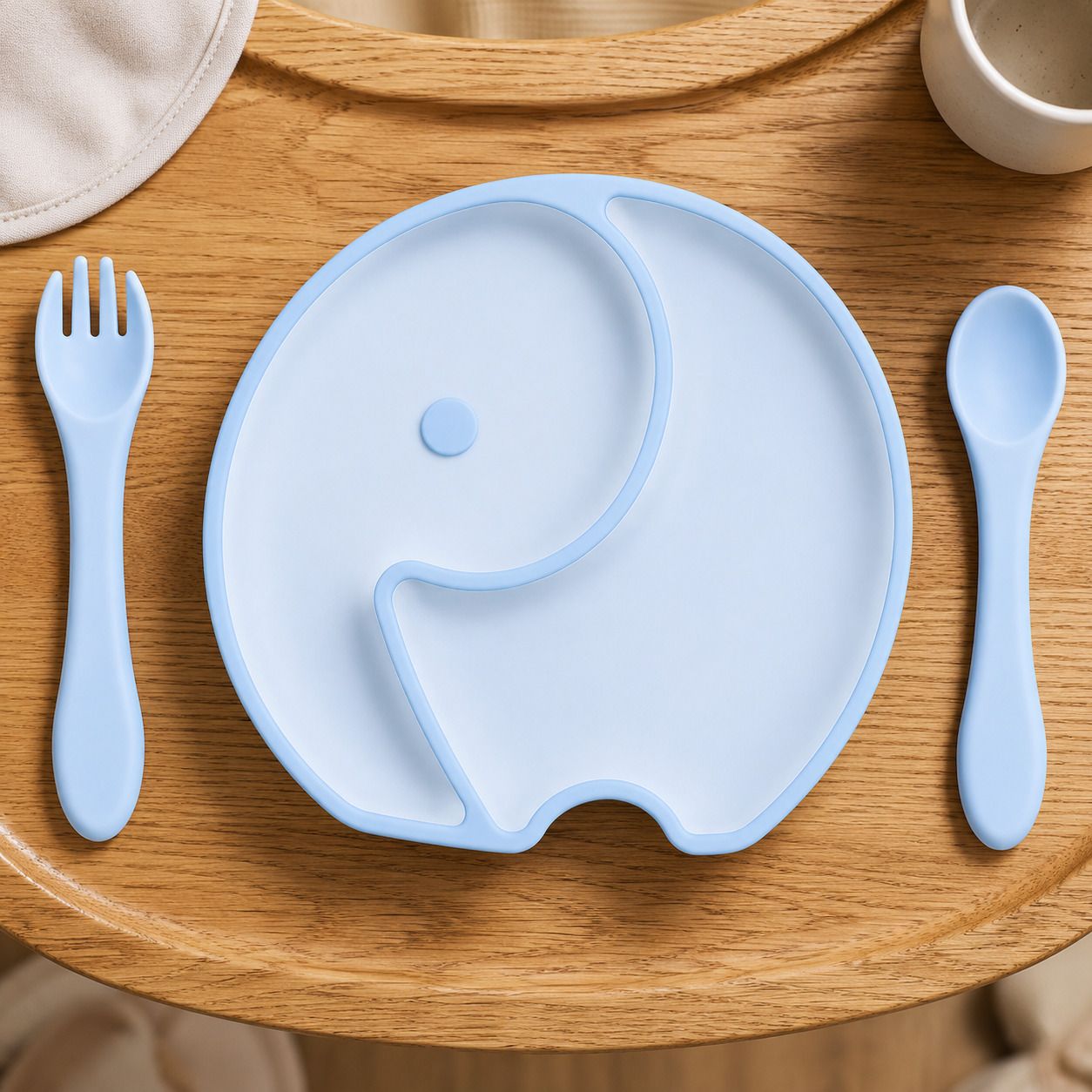 Baby Feeding Plate Set with Spoon and Fork for Toddlers - Silicone-image-15