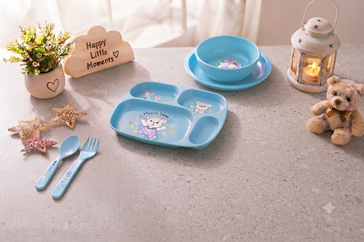 Kids Bamboo Fiber Feeding Set – Blue - Plastic-image-46