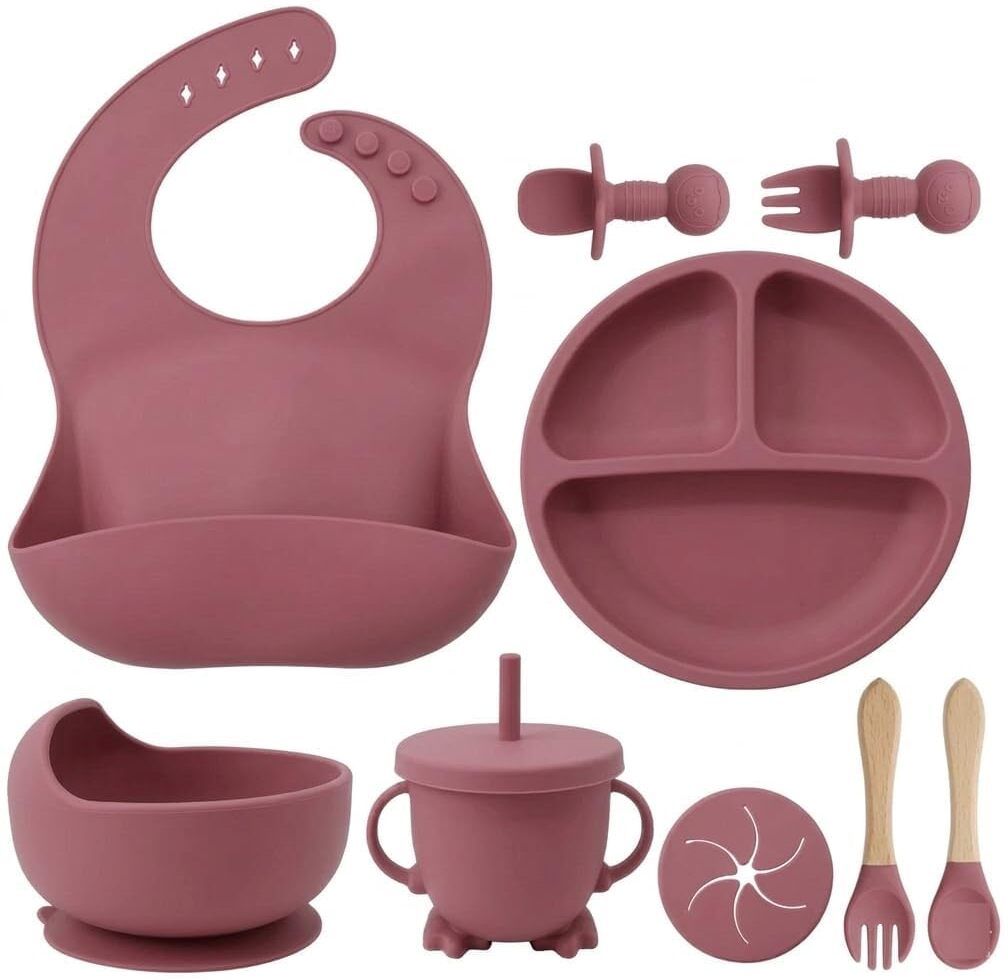 searegal Premium Silicone Baby Feeding Set – Bowl, Plate, Spoon, Fork, Bib & Sipper Cup - Silicone-picture-8