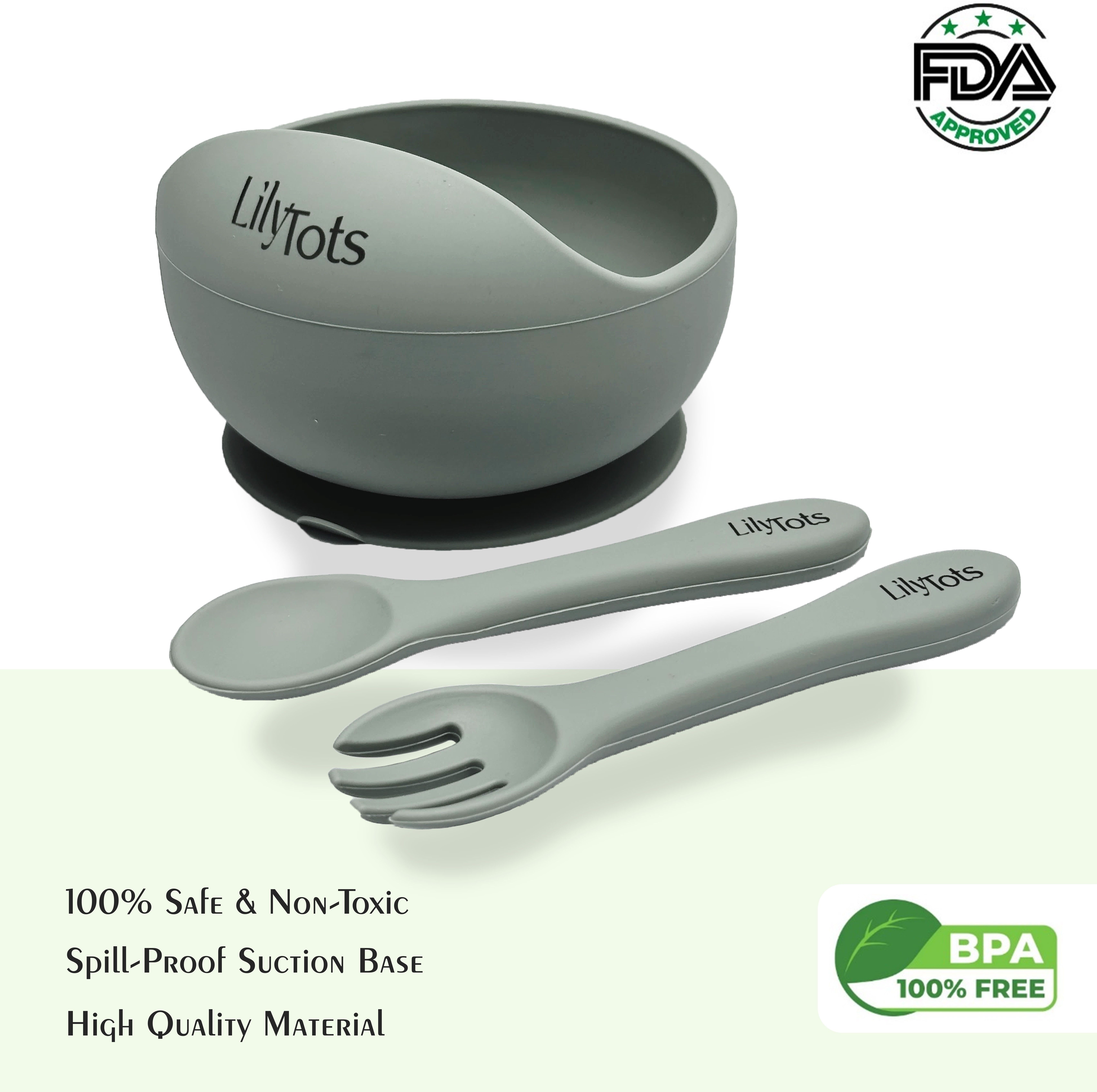 Silicon Bowl for Baby Kids with Soft Spoon Set | Strong Suction Base | BPA Free- Silicone