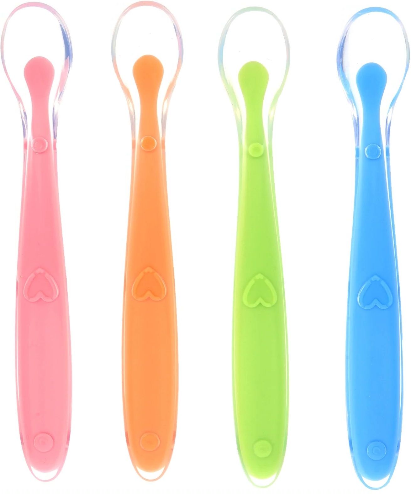Baby Feeding Spoon Set of 4 with ultra supple 100% Silicone Tip (Multicolor)- 100% Silicone Tip, BPA Free material with Food Grade Silicone tip