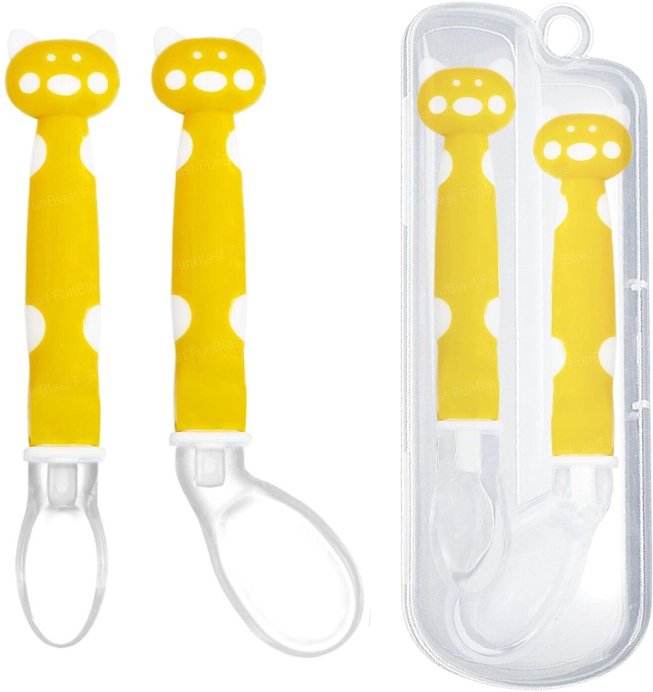 Cartoon Shape Spoon Set for Baby Feeding - 2 Pcs - Silicone, Plastic-image-22