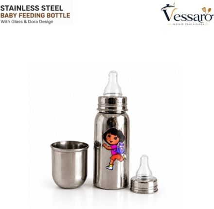 vessaro Stainless Steel Baby Feeding Bottle with Steel Glass, Cartoon Print - steel-picture-10